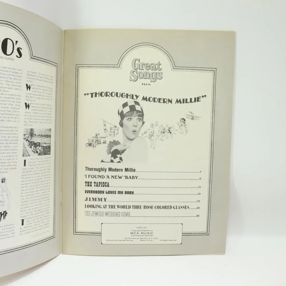 Great Songs From Thoroughly Modern Millie Songbook Sheet Music Movie Score MCA